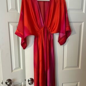 Impressions Red and Pink Maxi Dress